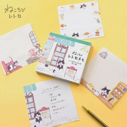 Cat Memo Pad - Retro Cafe