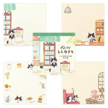 Cat Memo Pad - Retro Cafe