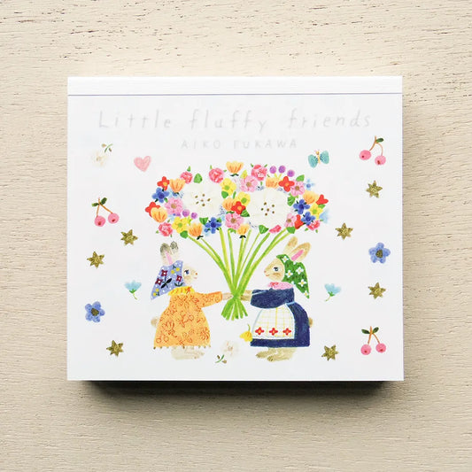 Aiko Fukawa / Square Memo Pad - Little Fluffy Friends