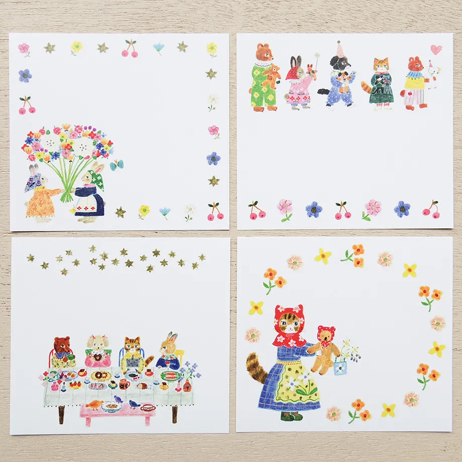 Aiko Fukawa / Square Memo Pad - Little Fluffy Friends