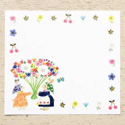 Aiko Fukawa / Square Memo Pad - Little Fluffy Friends