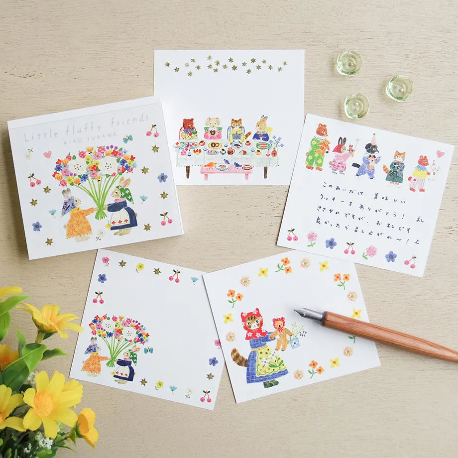 Aiko Fukawa / Square Memo Pad - Little Fluffy Friends