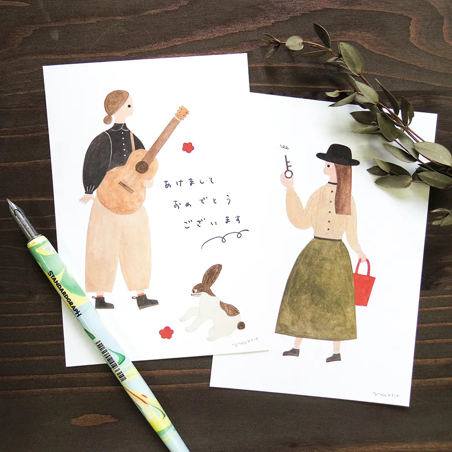 Necktie / Postcard Set / Bunny and Guitar