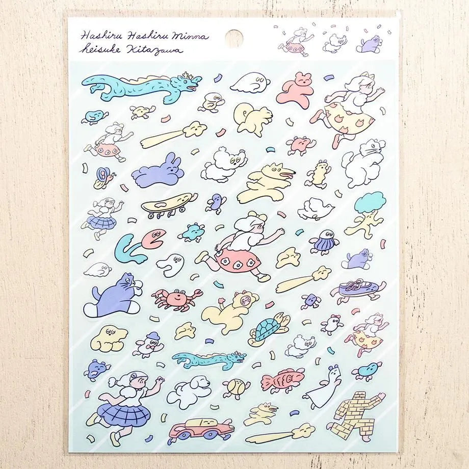 Heisuke Kitazawa / Stickers - Run Run Run (A5 size)