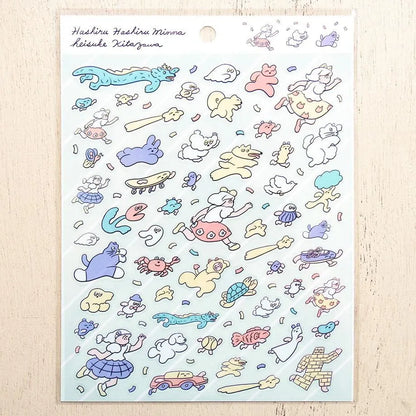 Heisuke Kitazawa / Stickers - Run Run Run (A5 size)