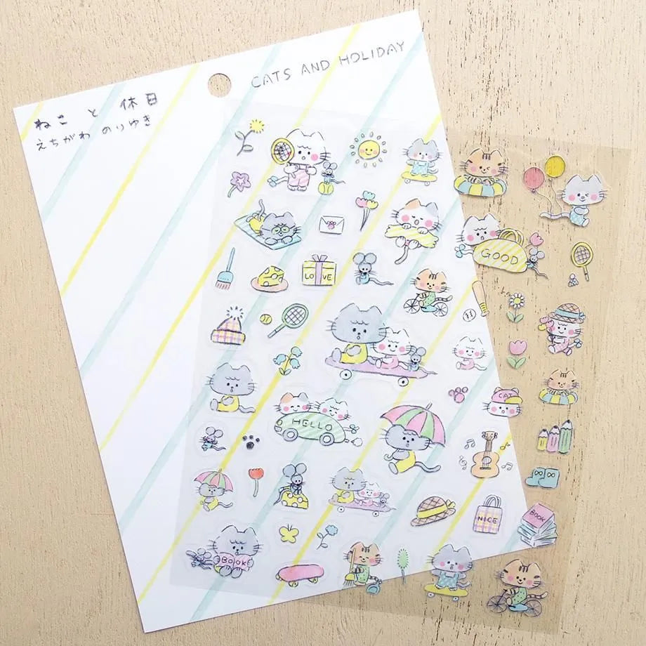 Noriyuki Echigawa / Stickers - Holiday with My Cat (A5 size)