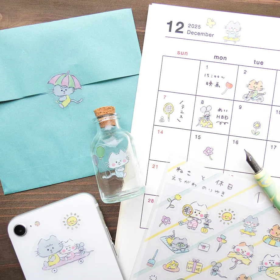 Noriyuki Echigawa / Stickers - Holiday with My Cat (A5 size)