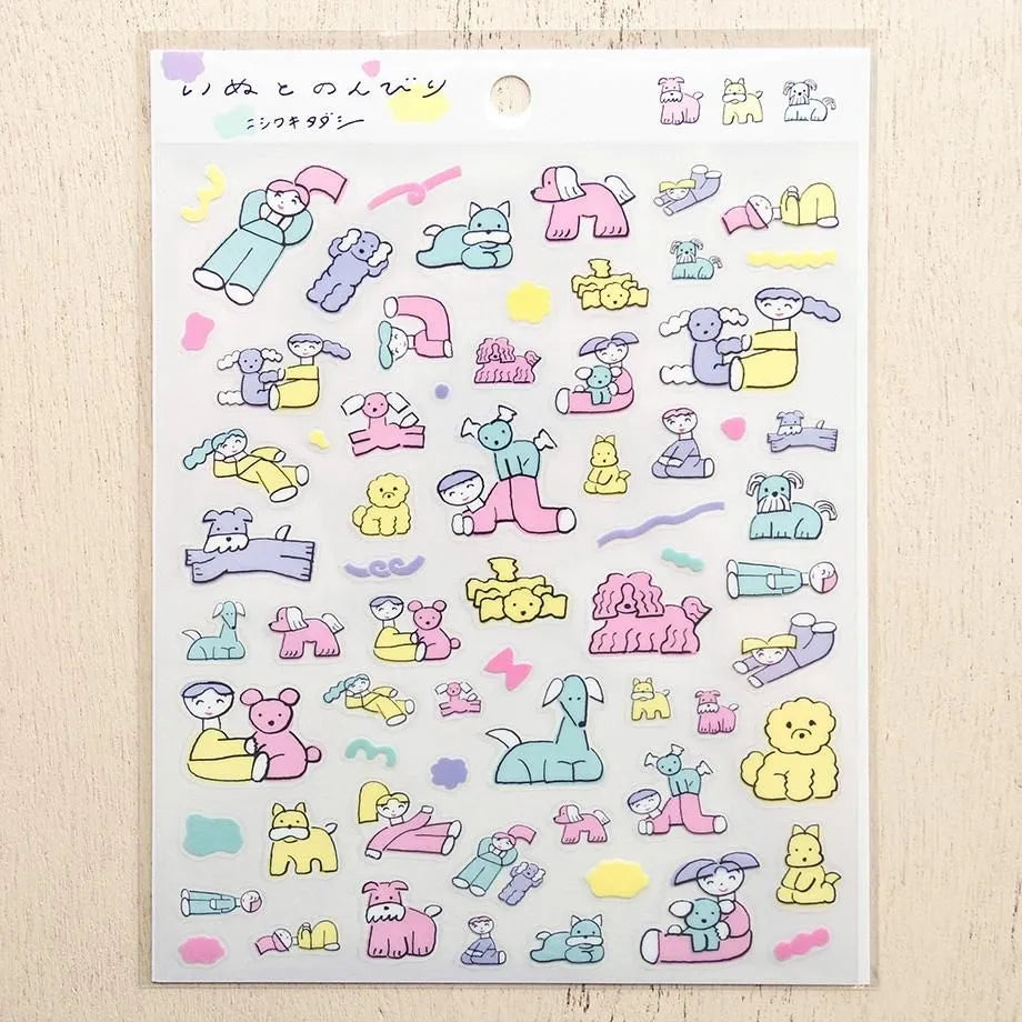 Tadashi Nishiwaki / Stickers - Happy Dog Friends (A5 size)
