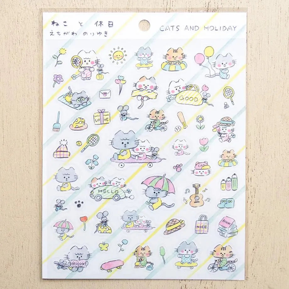 Noriyuki Echigawa / Stickers - Holiday with My Cat (A5 size)