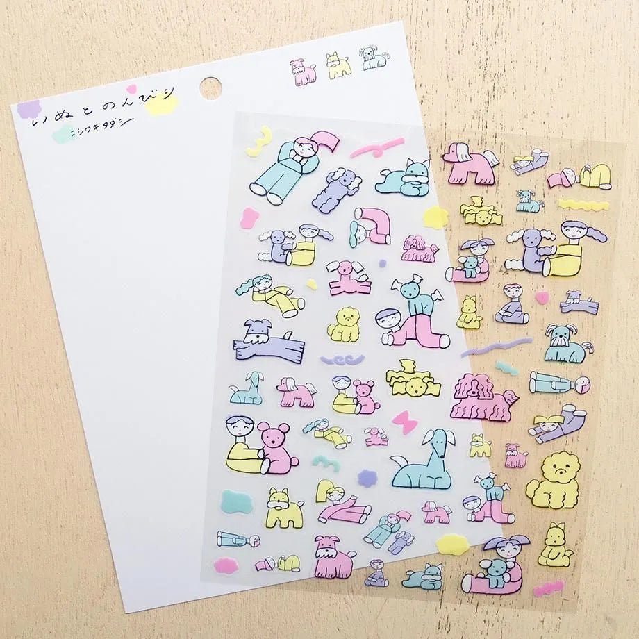 Tadashi Nishiwaki / Stickers - Happy Dog Friends (A5 size)