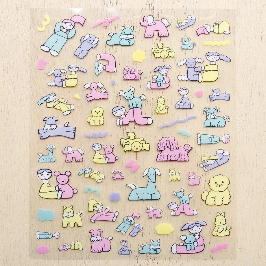 Tadashi Nishiwaki / Stickers - Happy Dog Friends (A5 size)