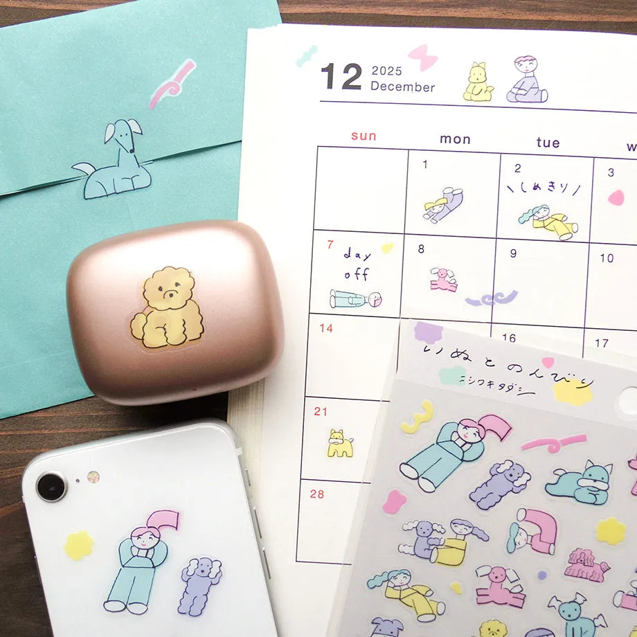 Tadashi Nishiwaki / Stickers - Happy Dog Friends (A5 size)
