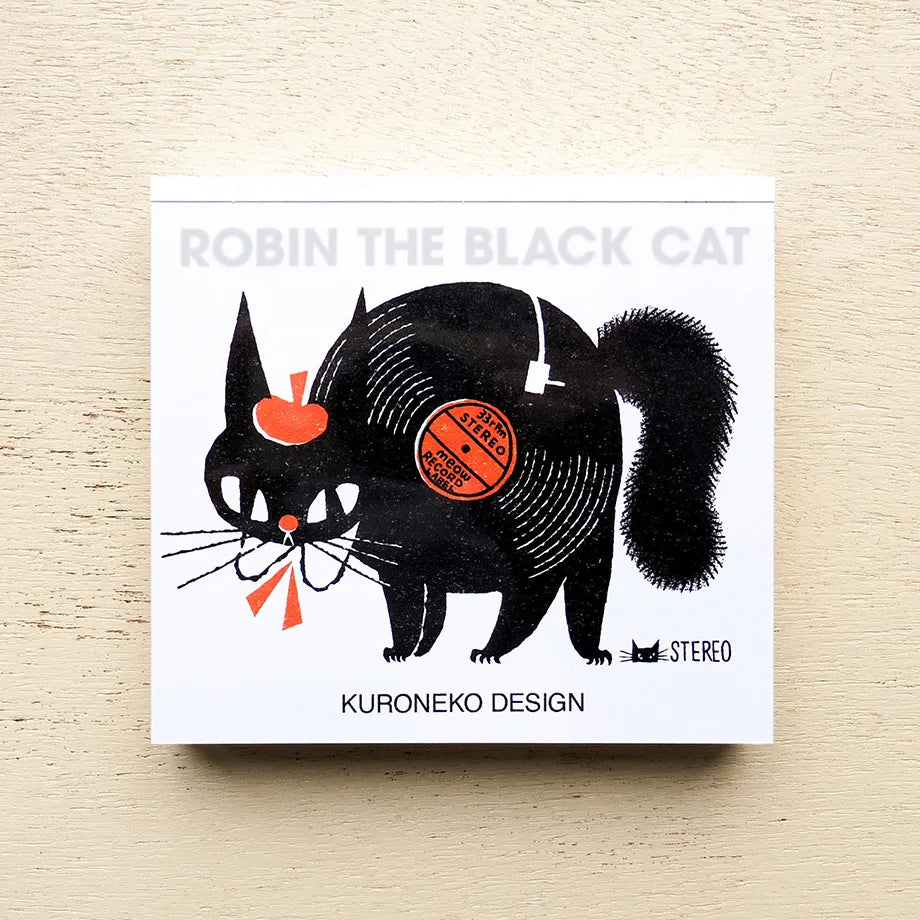 Kuroneko Design / Square Memo Pad - ROBIN THE BLACK CAT
