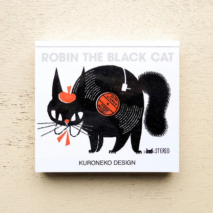 Kuroneko Design / Square Memo Pad - ROBIN THE BLACK CAT
