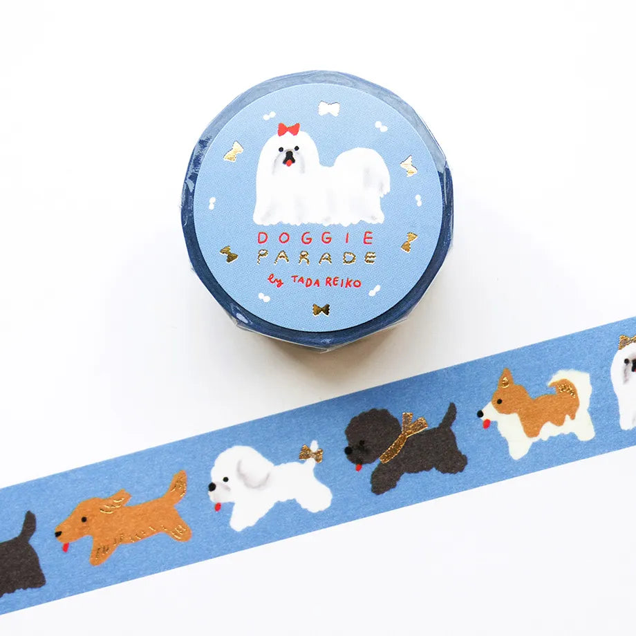Reiko Tada / Foil-Stamped Washi Tape - DOGGIE PARADE