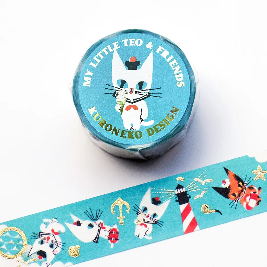 Kuroneko Design / Foil-Stamped Washi Tape - MY LITTLE TEO & FRIENDS