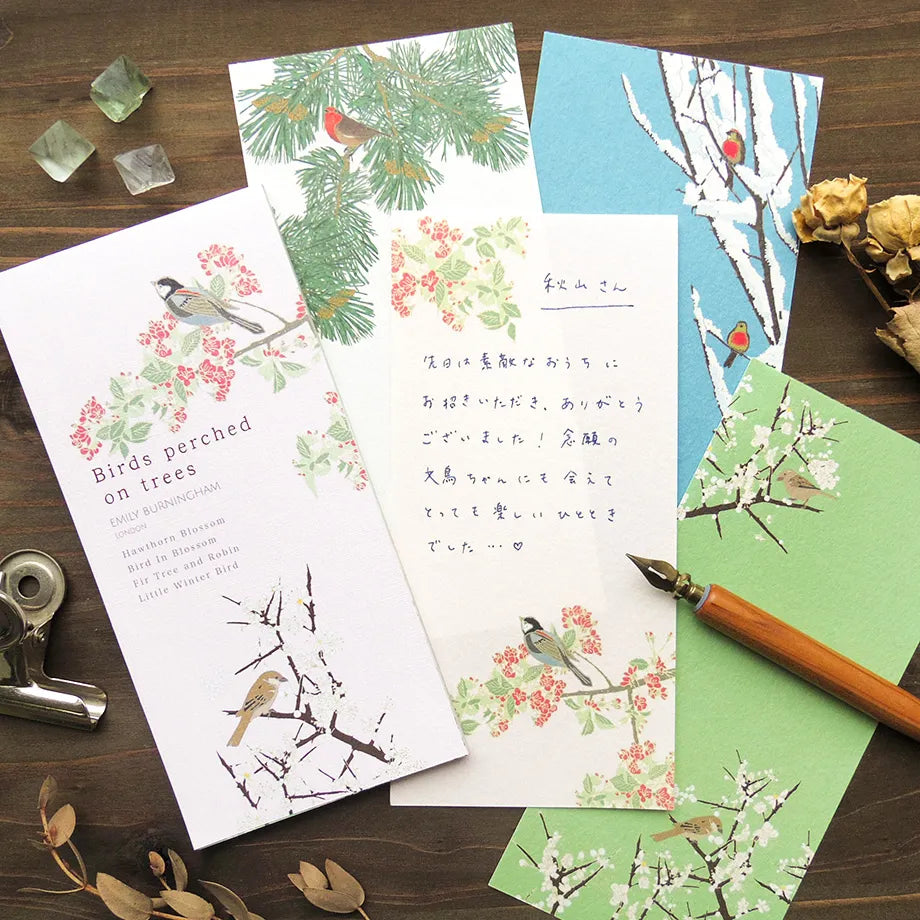 Emily Burningham / Memo Pad - Birds perched on trees