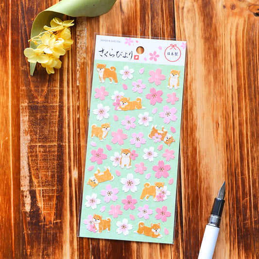 Spring Limited Stickers - Shiba Dog & Cherry Blossoms