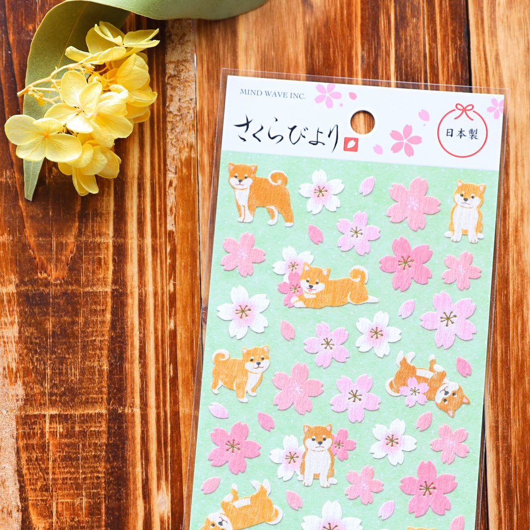 Spring Limited Stickers - Shiba Dog & Cherry Blossoms