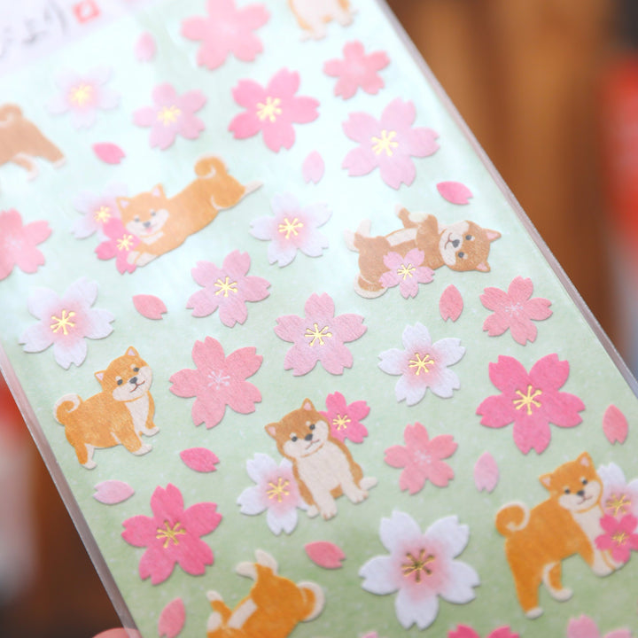 Spring Limited Stickers - Shiba Dog & Cherry Blossoms