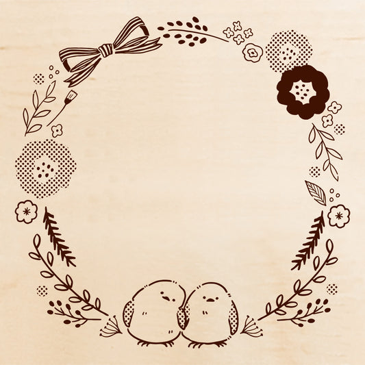 Square Rubber Stamp - Happy Friends