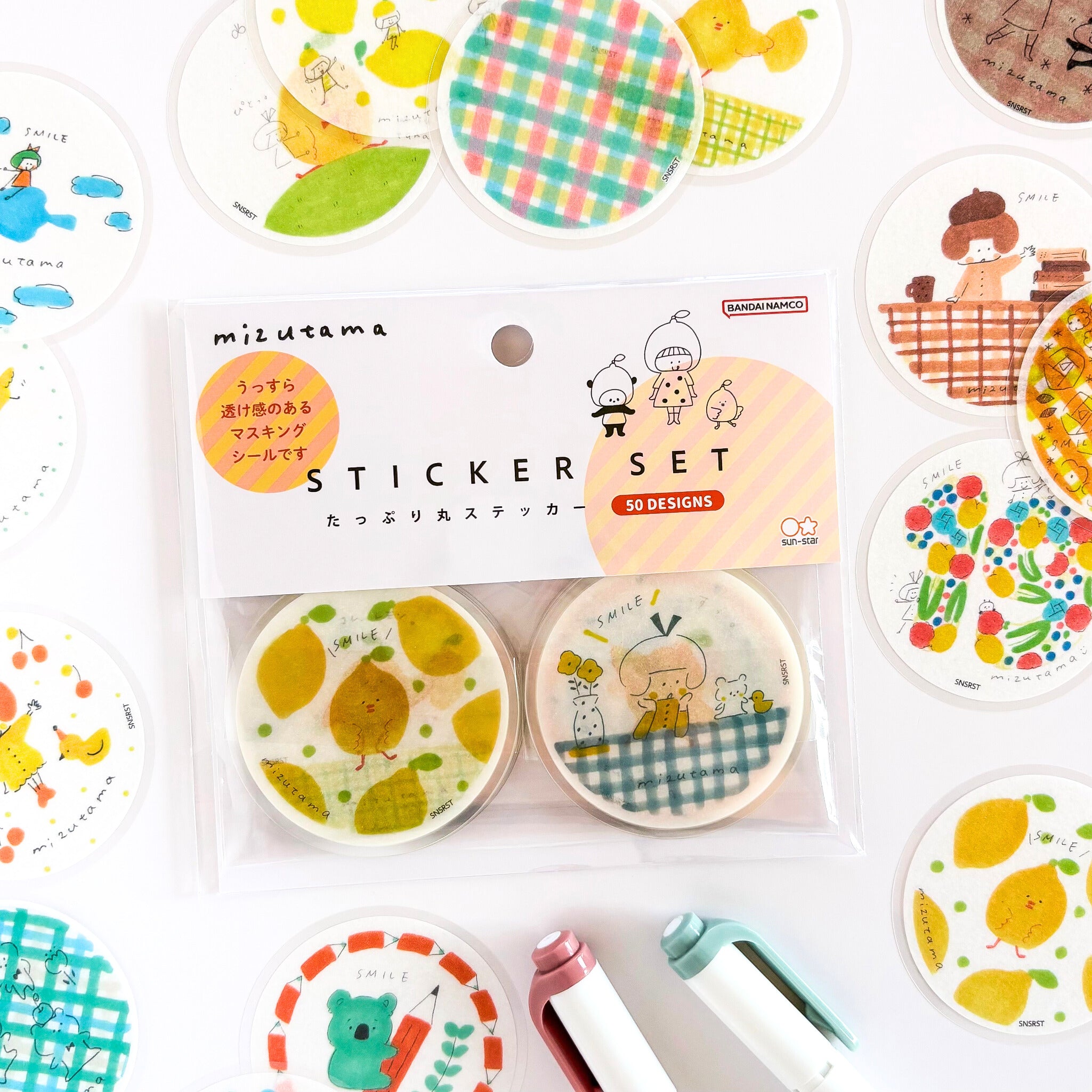 mizutama / Limited Edition / Circle Flake Stickers (orange / 50 different stickers)