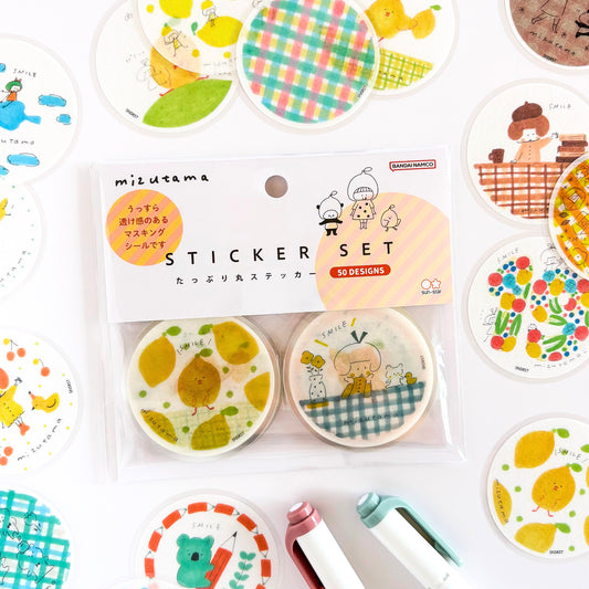 mizutama / Limited Edition / Circle Flake Stickers (orange / 50 different stickers)