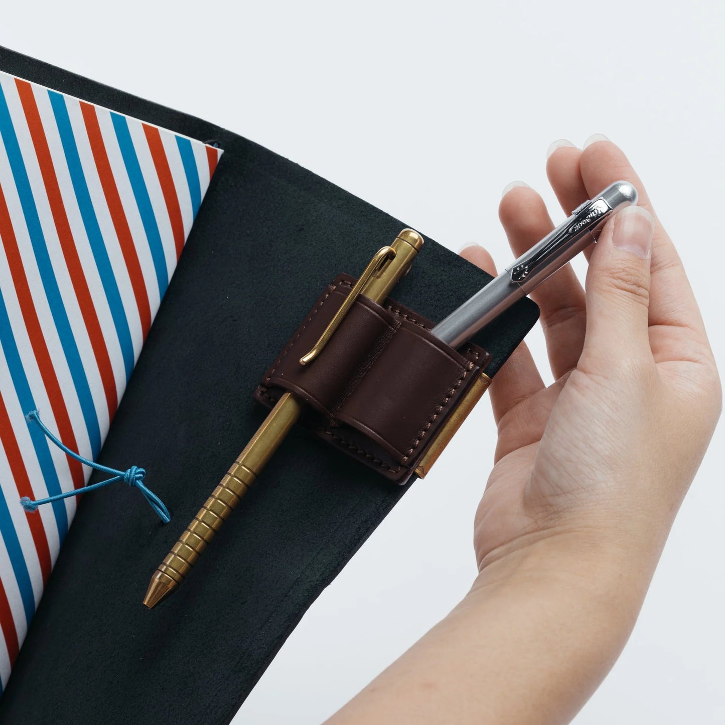 The Superior Labor INGRASSATO Leather Brass Clip Pen Holder (2 holders)