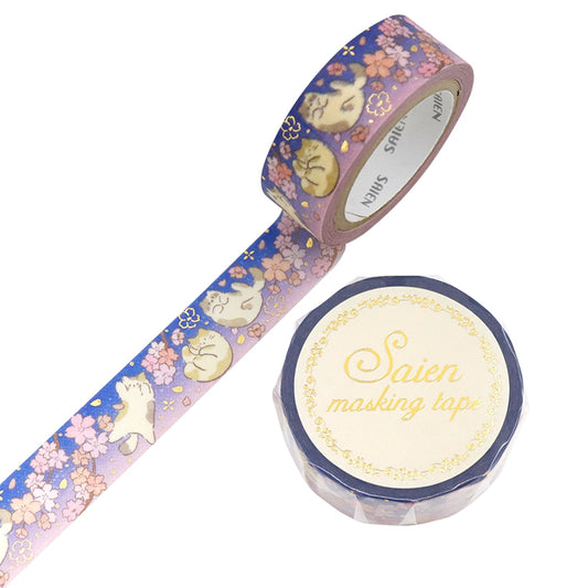 Last Stock Shiny Washi Tape - Happy Cat in Cherry Blossoms Season