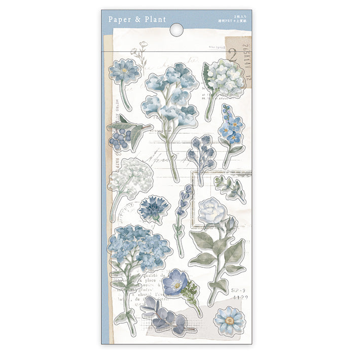 Paper & Plant Stickers Set  - Blue (2 sheets)