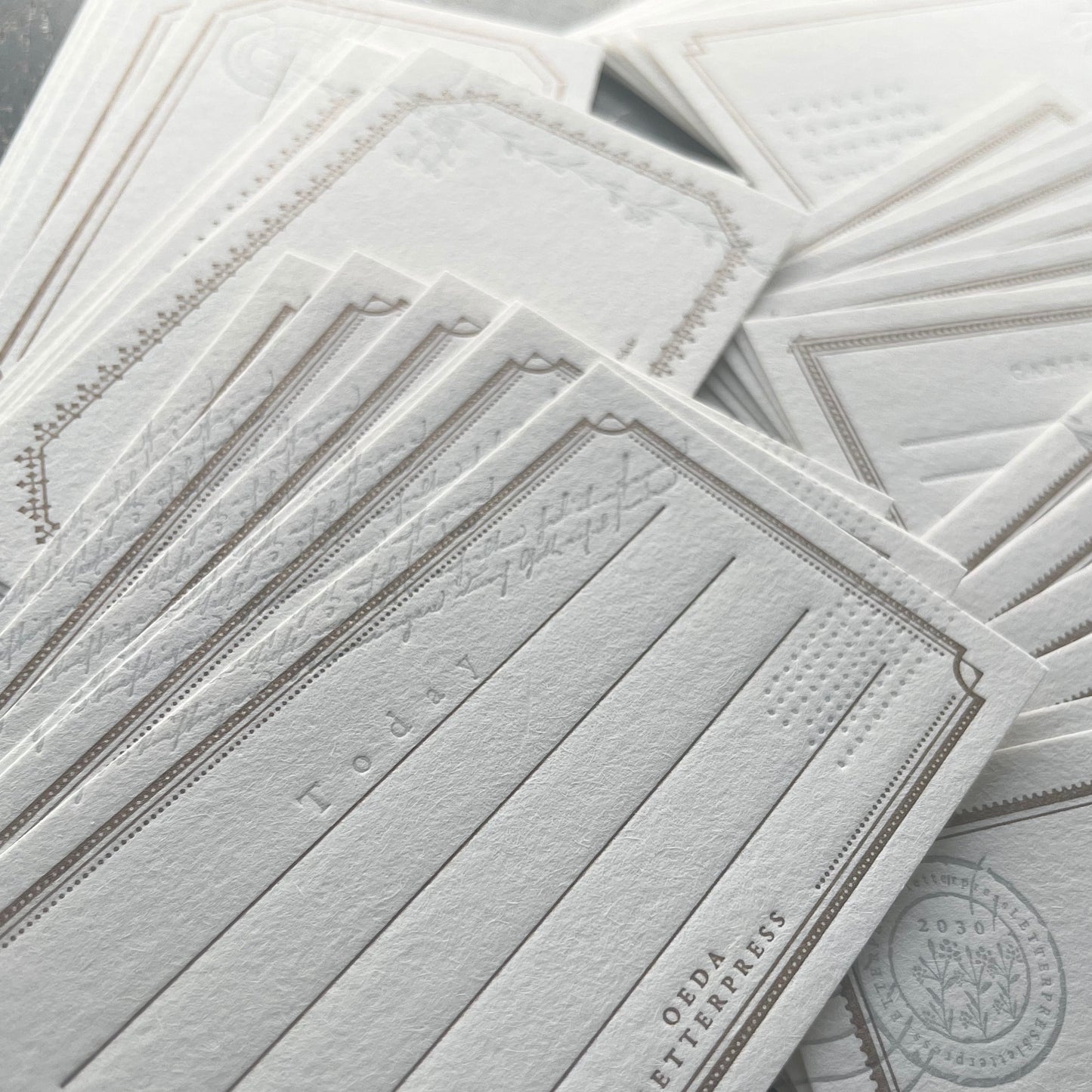 Letterpress Card Set - Mellow Silver