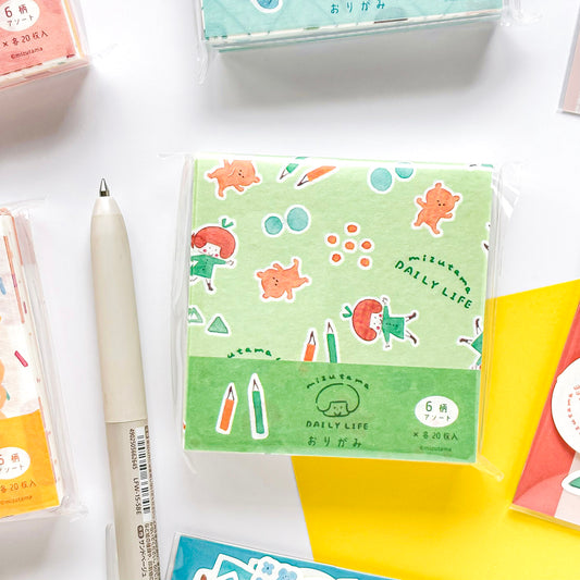 mizutama Limited Edition Petit Origami Memo Pad Set - Happy Stationery Life (120 sheets)
