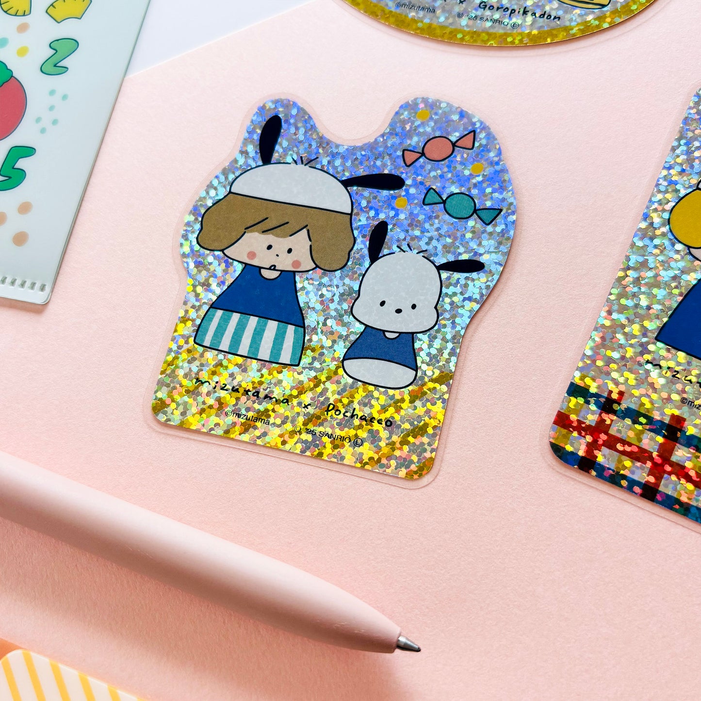 Limited Edition Vinyl Shiny Hologram Sticker - mizutama x Pochacco