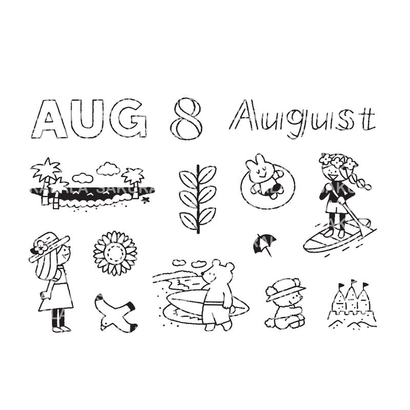 365 Clear Stamps - August (3" x 4")