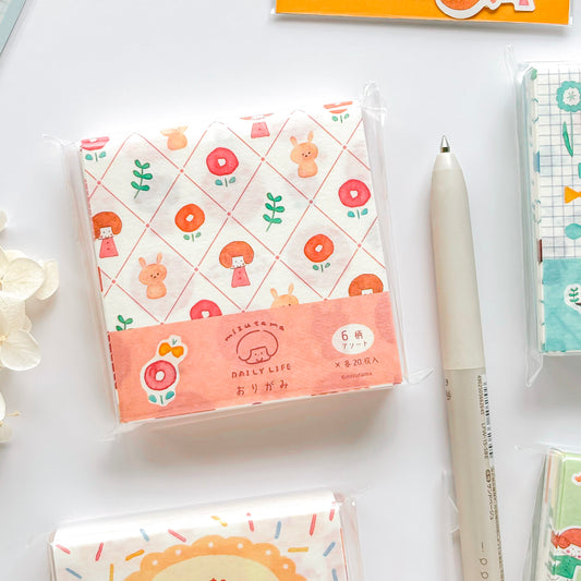 mizutama Limited Edition Petit Origami Memo Pad Set - Happy Flower Life (120 sheets)
