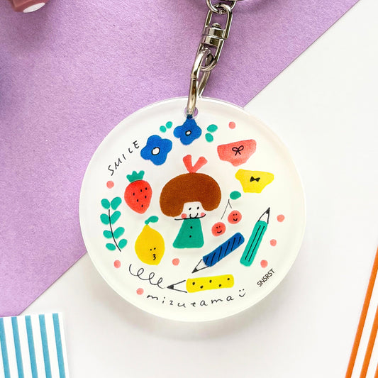 mizutama / Limited Edition / Acrylic Keychain - Girl & Pencil