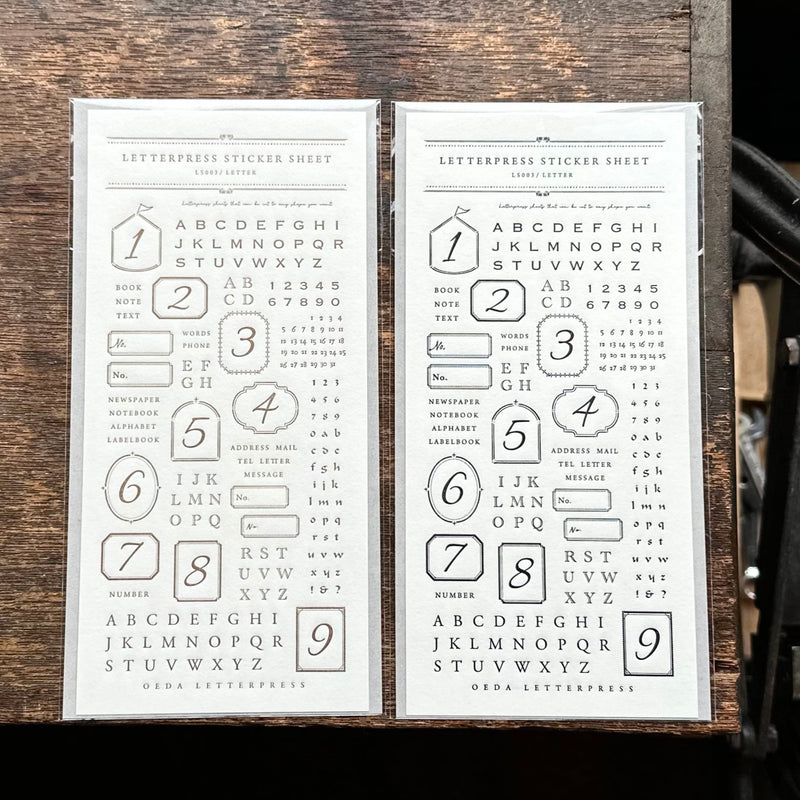 Letterpress Sticker Sheet - Alphabets