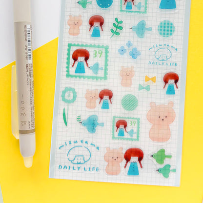 mizutama Limited Edition Stickers - Happy Blue Bird