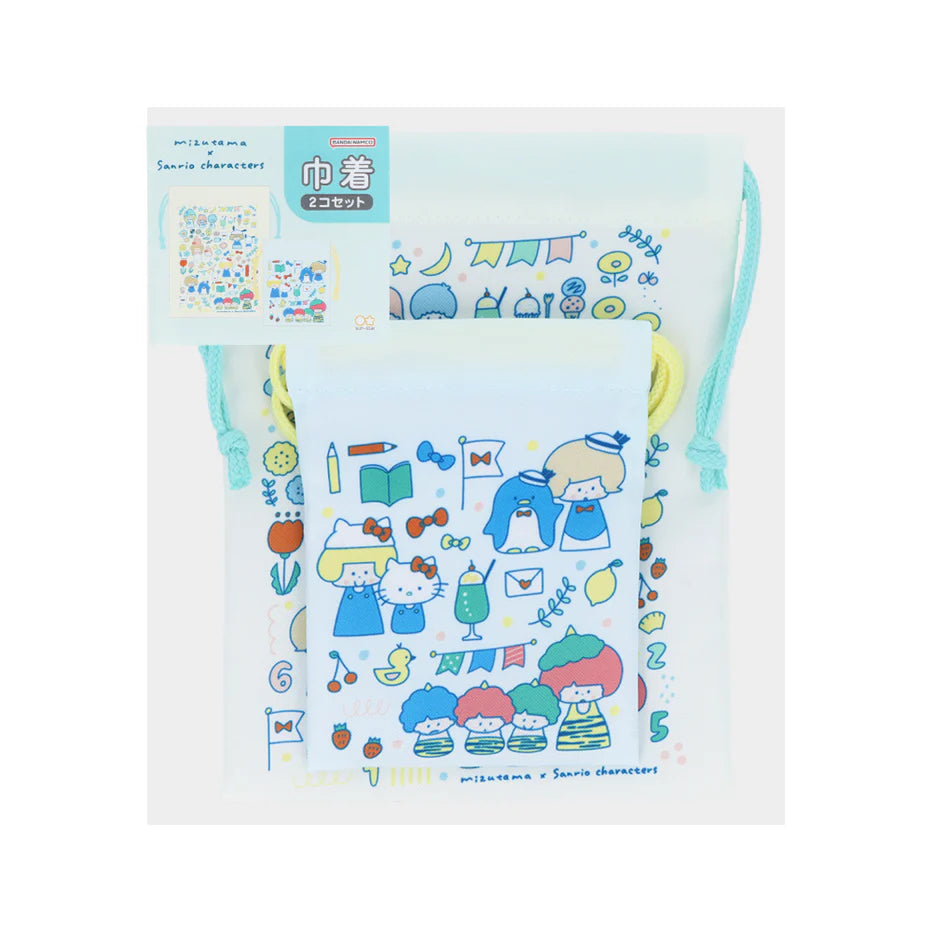 Limited Edition Drawstring Bag Set - mizutama x Sanrio All Stars