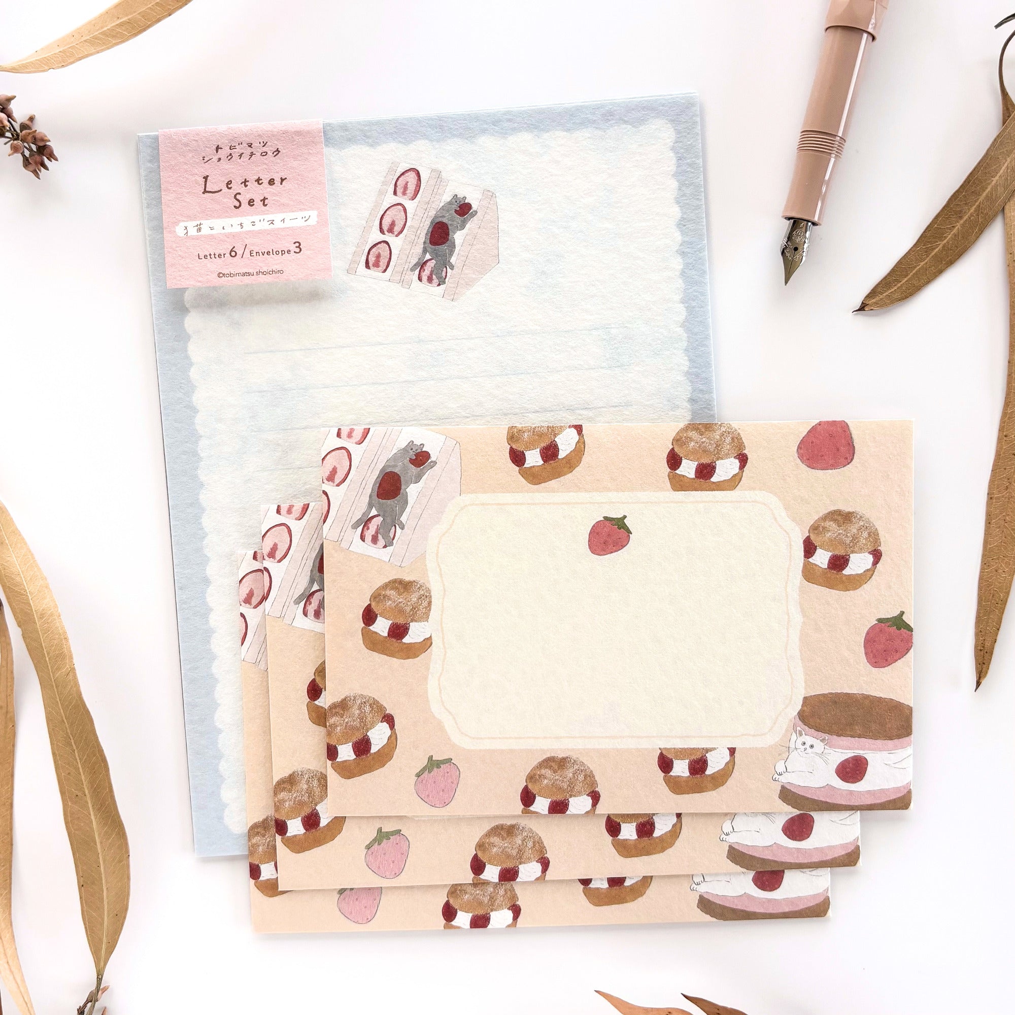 [Limited Edition] Shoichiro Tobimatsu / Letter Set (落水紙) - Strawberry Sweets