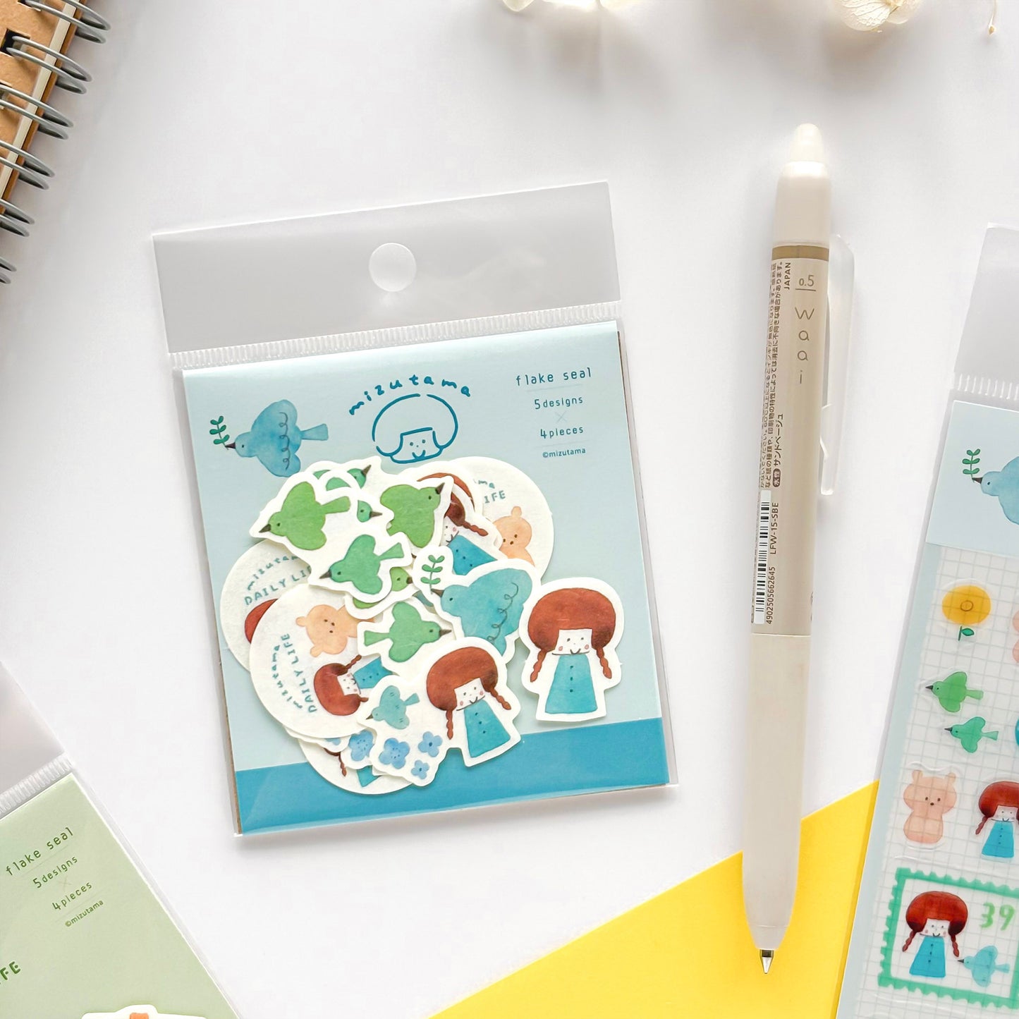 mizutama Limited Edition Flake Stickers - Happy Blue Bird