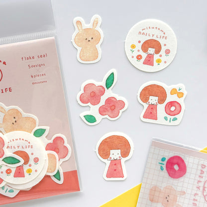 mizutama Limited Edition Flake Stickers - Happy Flowers
