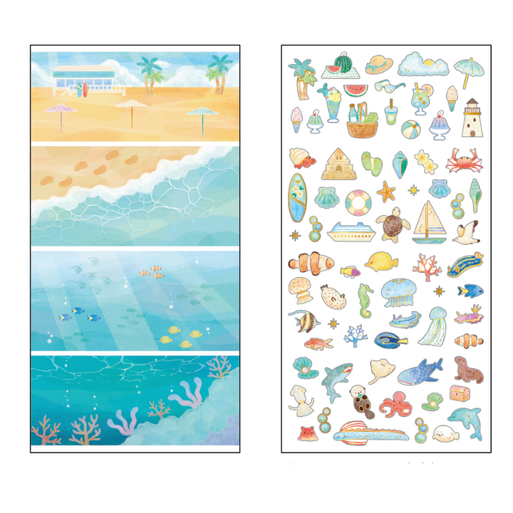4 Scenes Sticker Set - Beach (2 sheets)