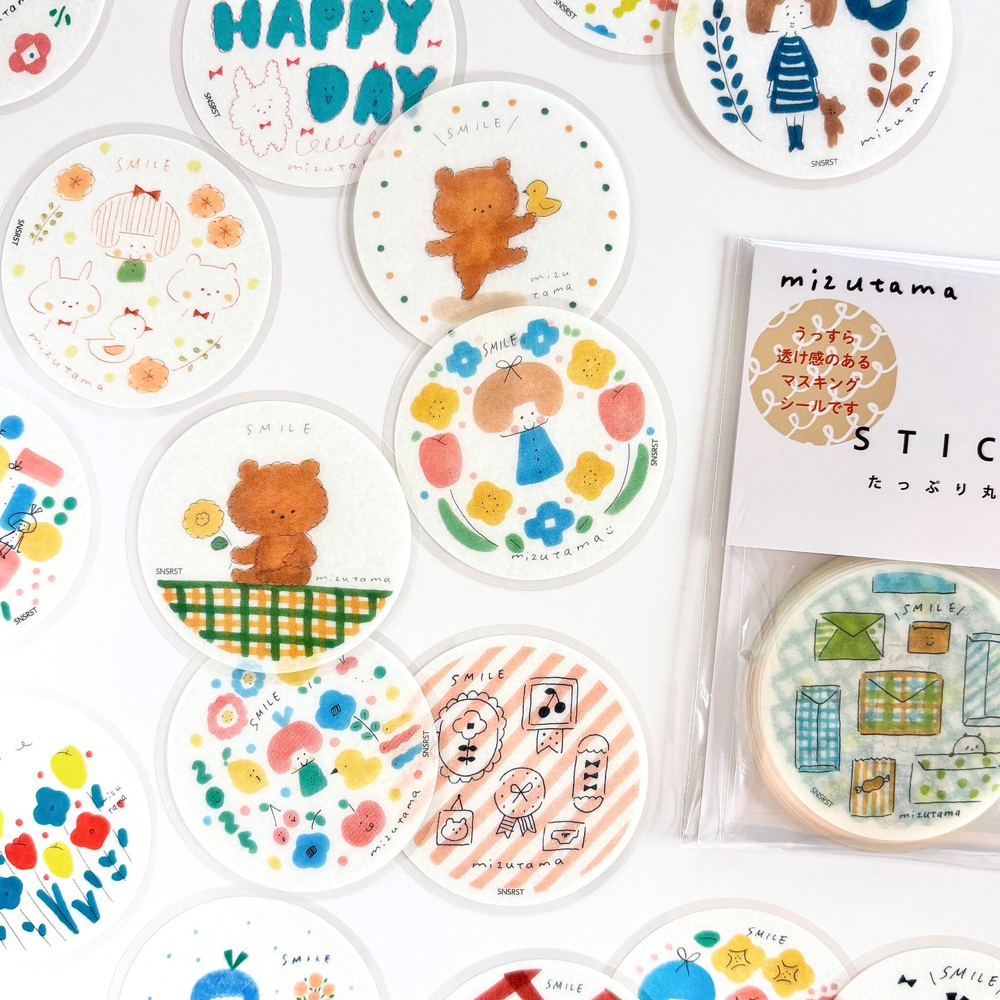 mizutama / Limited Edition / Circle Flake Stickers (beige / 50 different stickers)