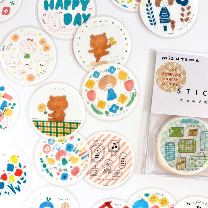 mizutama / Limited Edition / Circle Flake Stickers (beige / 50 different stickers)