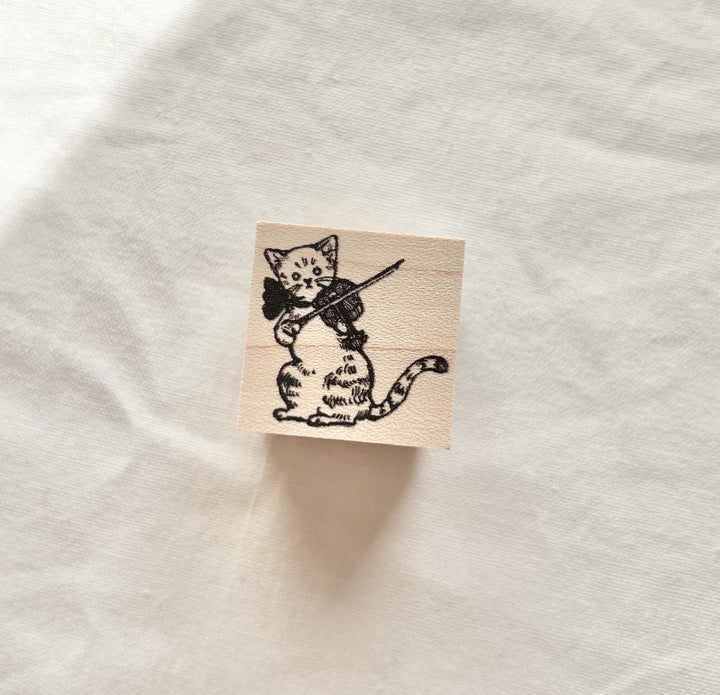 Krimgen Rubber Stamp - Cat playing violin