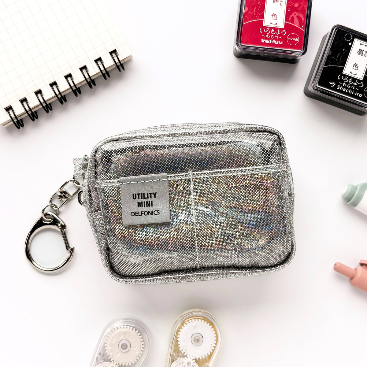 Delfonics / Mini Utility Pouch Keychain - Glitter (Gray)