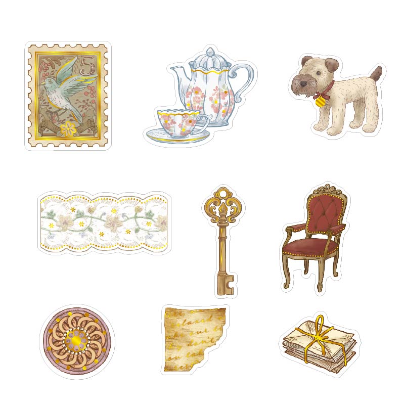 Collage Flake Stickers - Antique