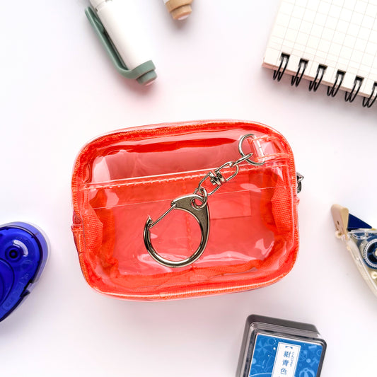 Delfonics / Mini Utility Pouch Keychain - Clear (Pink Orange)