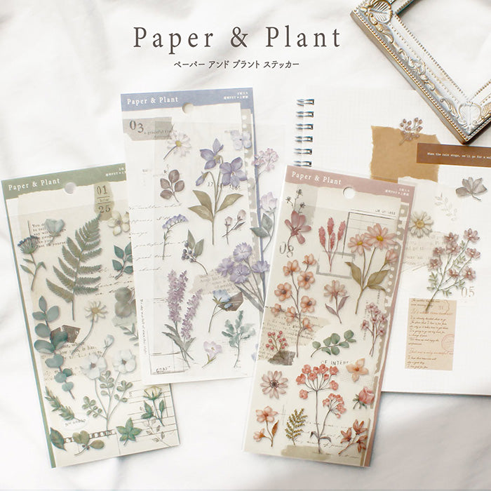 Paper & Plant Stickers Set  - Blue (2 sheets)